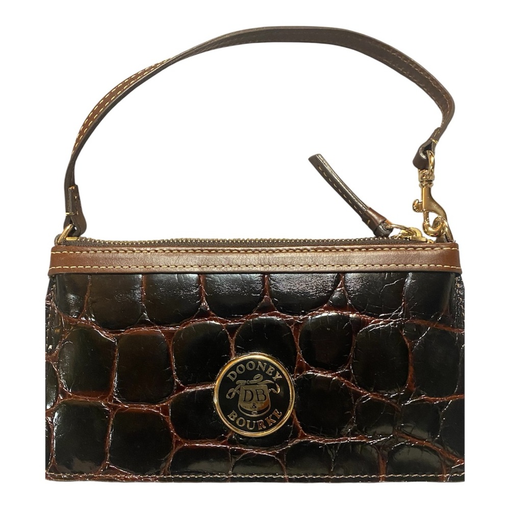Dooney & Bourke Black and Brown Croc-Embossed Clutch - Picture 2 of 6